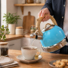 Pouring hot water into Earl Grey teacup