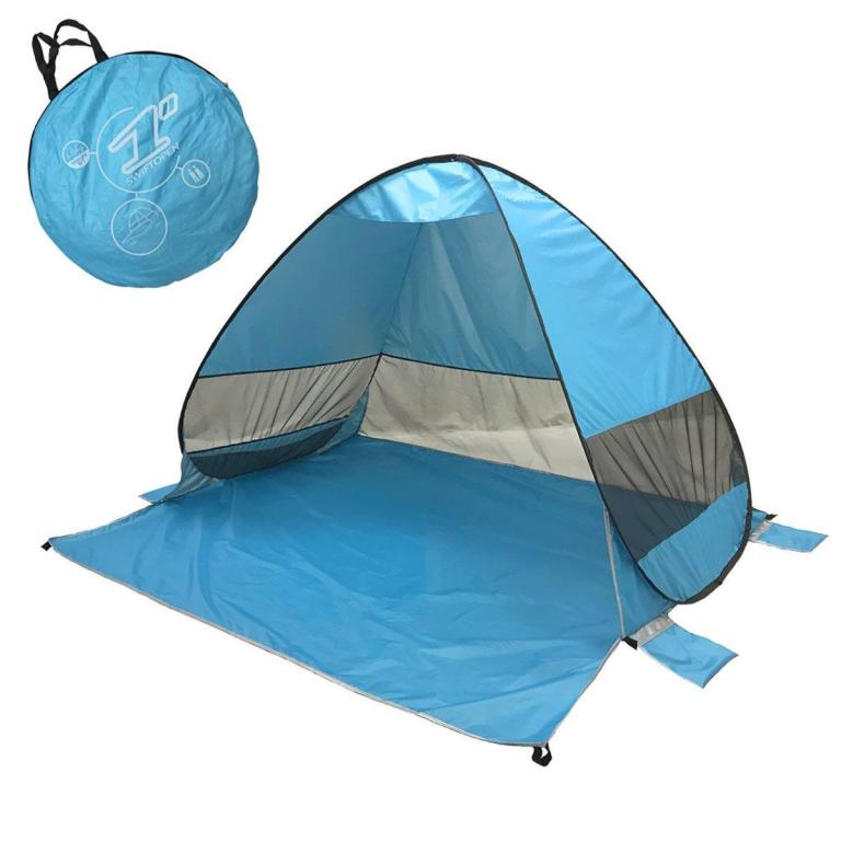 automatic pop up beach tent uv protection portable sunshade shelter outdoor Blue pop-up beach tent with carry bag