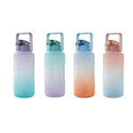2l large water bottle straw time gradient cup fitness jugs sport gym training pink Four pastel gradient reusable water bottles with lids