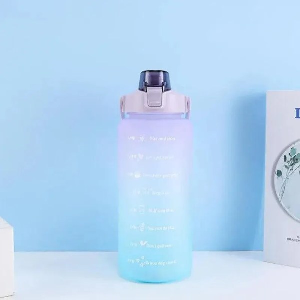 Gradient blue water bottle with flip-top lid