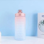 2l large water bottle straw time gradient cup fitness jugs sport gym training pink Pastel gradient water bottle with flip lid