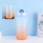 2l large water bottle straw time gradient cup fitness jugs sport gym training pink Gradient motivational water bottle with time markers