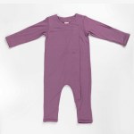Purple long-sleeve baby onesie on white background