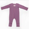 Mauve long-sleeve baby onesie with fold-over cuffs