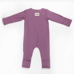 Mauve long-sleeve baby onesie with fold-over cuffs