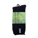 Black bamboo work socks in retail packaging