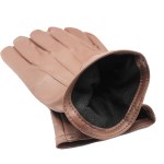 dents mens genuine full grain leather gloves 3 point stitch fleece lined warm winter cognac large Brown leather gloves with black inner lining