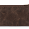 pierre cardin ladies womens genuine leather rfid coin purse wallet mushroom Brown leather zip pouch with gold hardware