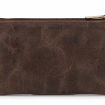 pierre cardin ladies womens genuine leather rfid coin purse wallet mushroom Brown leather zip pouch with gold hardware