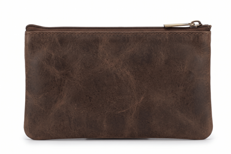 pierre cardin ladies womens genuine leather rfid coin purse wallet mushroom Brown leather zip pouch with gold hardware