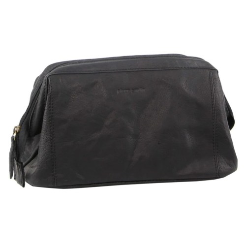 v563 pc 2803 black 202503261221 00.jpg Black leather toiletry bag with zip closure