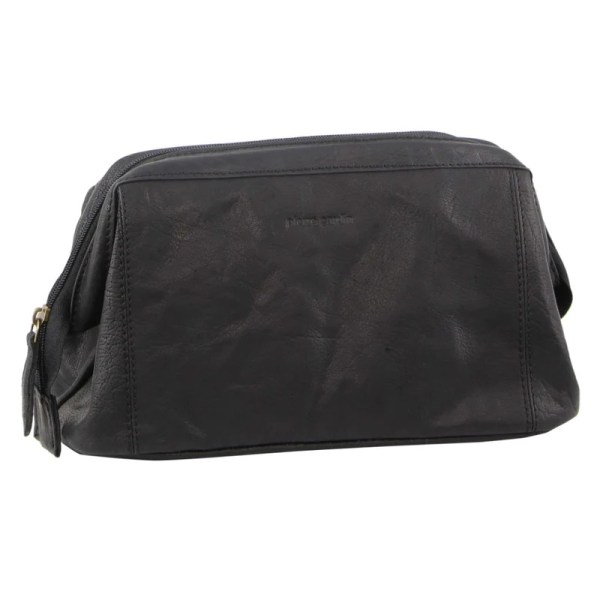 v563 pc 2803 black 202503261221 00.jpg Black leather toiletry bag with zip closure