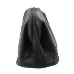 Black leather toiletry bag with top zipper