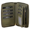 v563 pc 3350 olive 174214 00.jpg Open olive leather wallet with multiple card slots