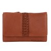 pierre cardin leather ladies woven design tri fold wallet in tan Brown leather wallet with braided centre detail