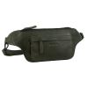 Dark green leather waist bag with front pocket