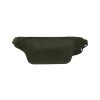 Dark green leather waist bag on white background