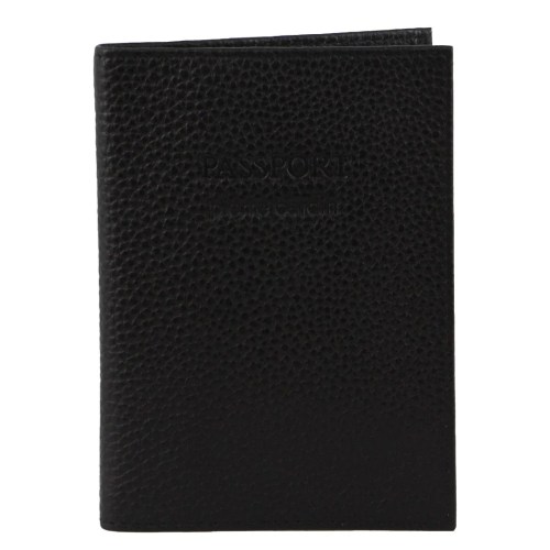 v563 pc3909 black 174033 00.jpg Black textured leather passport holder
