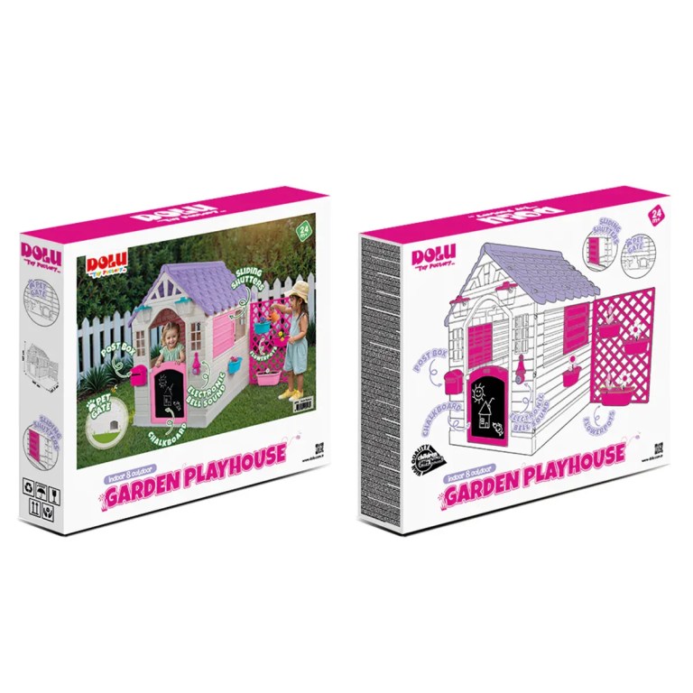 lifespan kids garden playhouse with pink fence Dolu Garden Playhouse toy packaging boxes