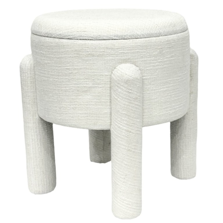 oscar storage stool 23cm Round upholstered stool with four cylindrical legs