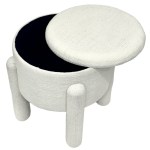 oscar storage stool 23cm Round upholstered storage stool with removable lid