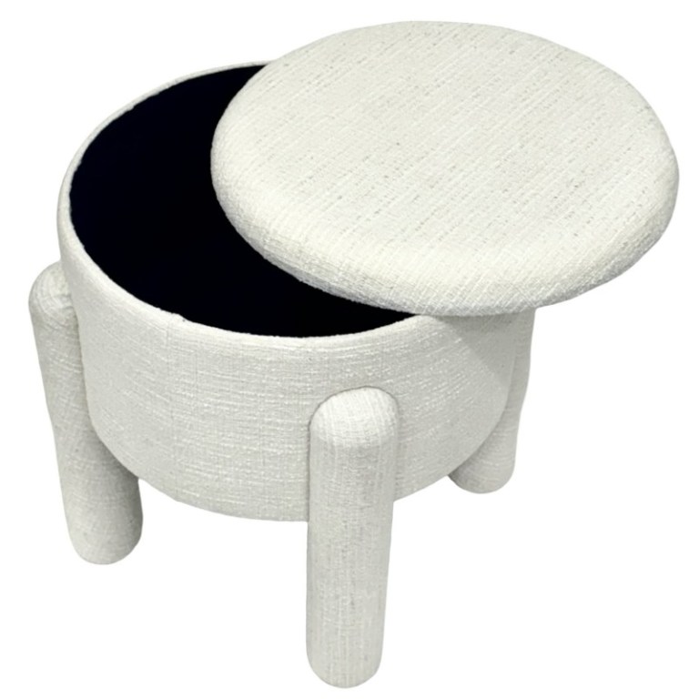 oscar storage stool 23cm Round upholstered storage stool with removable lid