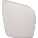 Light beige upholstered accent chair side view