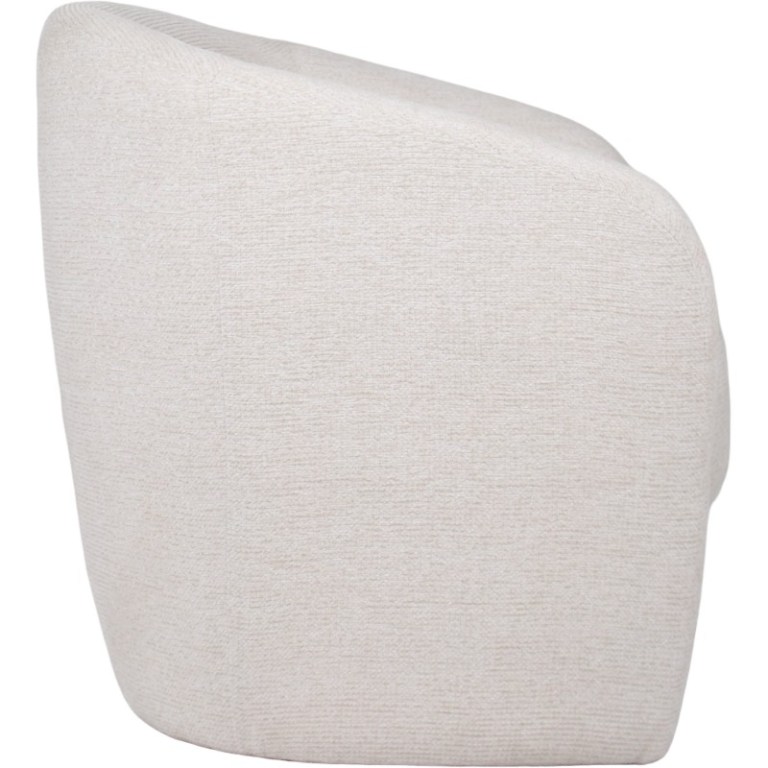 Light beige upholstered accent chair side view