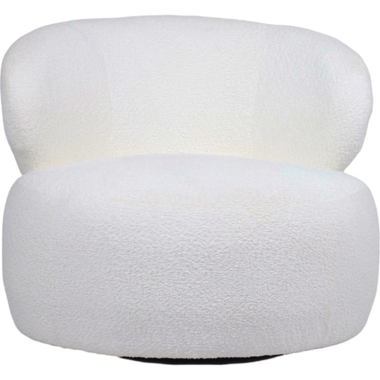 belvedere swivel occasional chair 73cm Modern white boucle armchair with rounded design