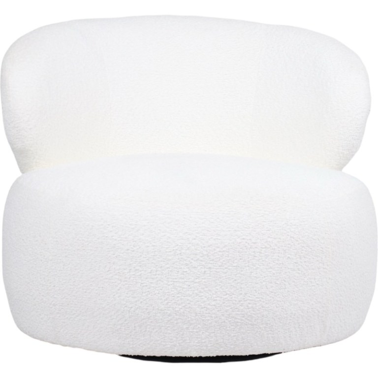 belvedere swivel occasional chair 73cm White boucle upholstered modern lounge chair