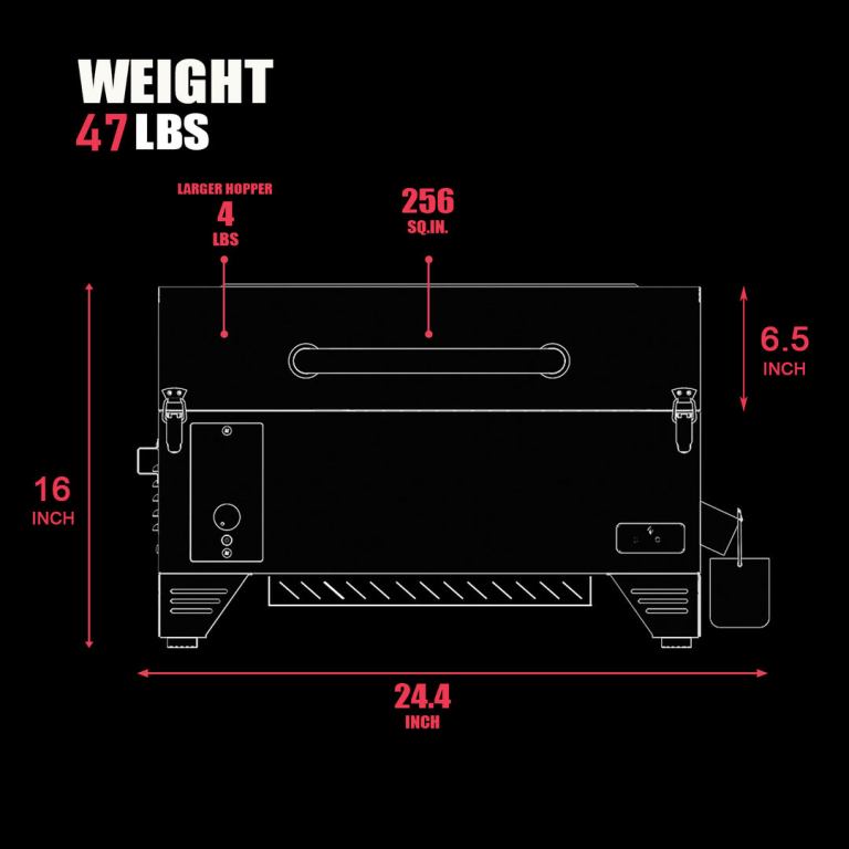 asmoke as350 portable wood pellet grill cyder black Compact grill dimensions and weight diagram