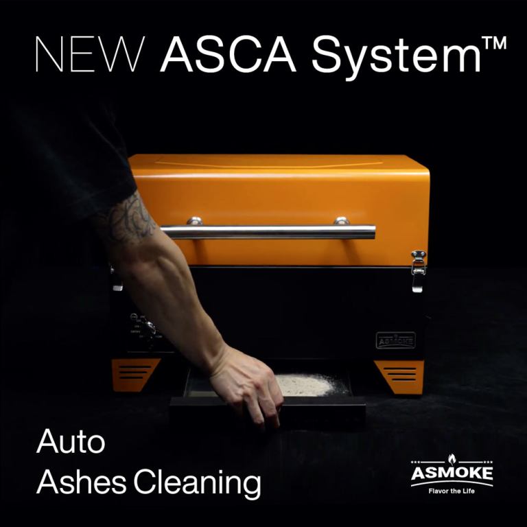 asmoke as350 portable wood pellet grill cyder black Orange Asmoke grill with automatic ash cleaning tray