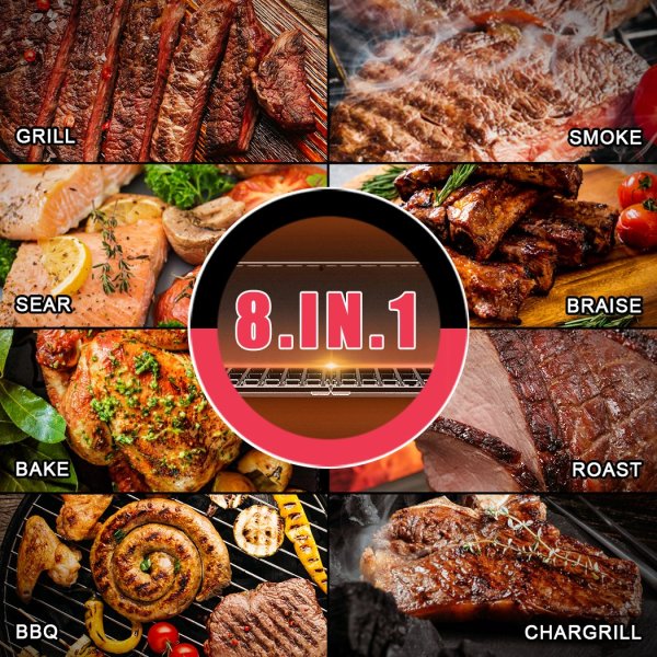 asmoke as660n 2 wood pellet grill silver 8-in-1 grill cooking methods collage with meats