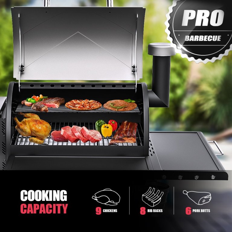 Large pro barbecue smoker with assorted meats