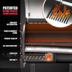 Cutaway view of slide plate flame broiler grill