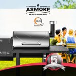 ASMOKE pellet grill with five-year warranty badge