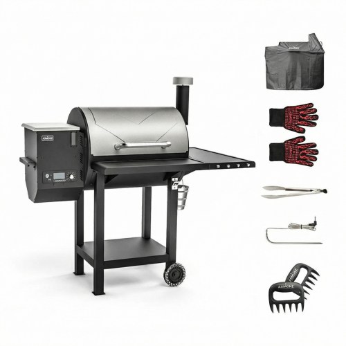 v642 asmoke as660n 2 wood pellet grill silver 202602241551 00.jpg Pellet smoker grill with barbecue accessories set