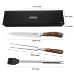 ASMOKE three-piece BBQ knife set with dimensions