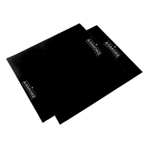 v642 asmoke premium copper black grill mat 202508121320 00.jpg Two black ASMOKE barbecue grill mats overlapping