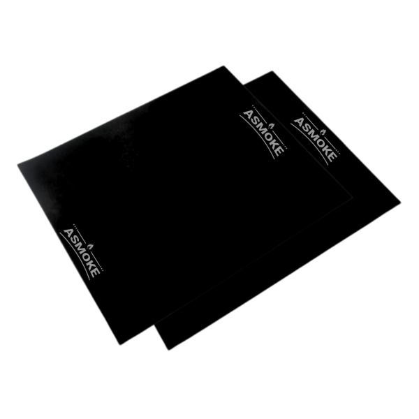 v642 asmoke premium copper black grill mat 202508121320 00.jpg Two black ASMOKE barbecue grill mats overlapping
