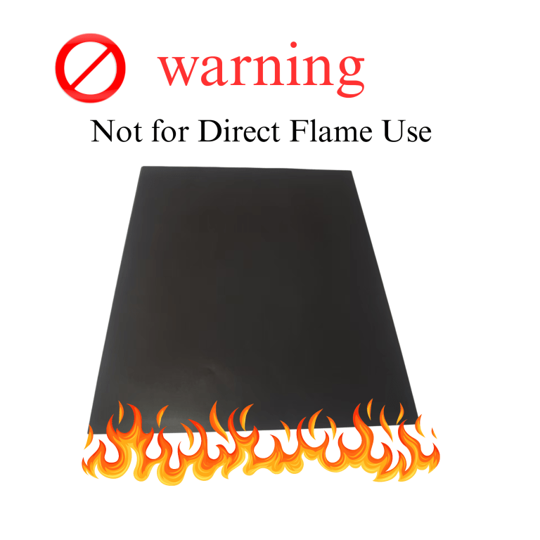 asmoke premium copper & black bbq grill mats (2 pack) non stick ptfe coating, cooking mats| reusable and easy to clean Warning sign not for direct flame use