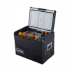 asmoke premium mini fridge | 37l compact refrigerator with roll bond evaporator & internal light for camping, rv & bbq Portable camping fridge filled with drinks and fruit