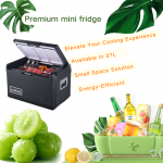 asmoke premium mini fridge | 37l compact refrigerator with roll bond evaporator & internal light for camping, rv & bbq Premium 37L portable mini fridge with drinks and food