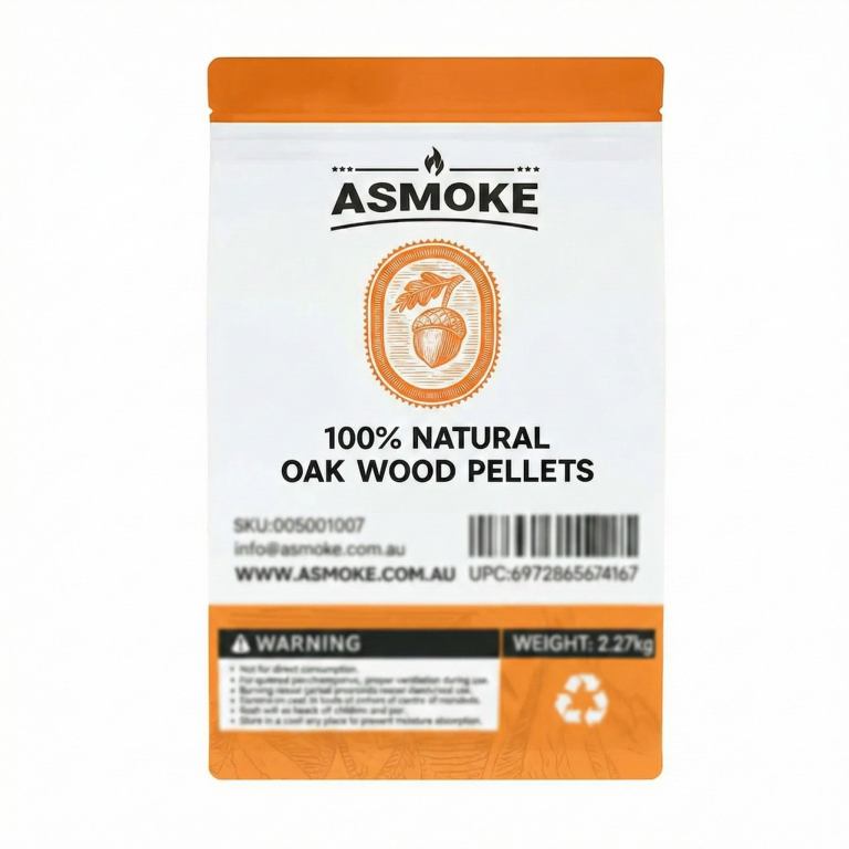 asmoke 19kg (40lbs) premium oak wood bbq smoker pellets bulk bundle (8 x 2.27kg bags) ASMOKE 100% natural oak wood pellets bag