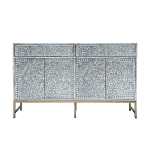 mother of pearl hand made swish sideboard Ornate floral inlay sideboard on brass legs