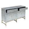 Ornate mother-of-pearl inlay sideboard with brass legs