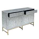 mother of pearl hand made swish sideboard Ornate mother-of-pearl inlay sideboard with brass legs