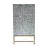 Mother-of-pearl floral inlay cabinet on brass stand
