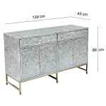 mother of pearl hand made swish sideboard Floral inlay sideboard with gold legs and knobs