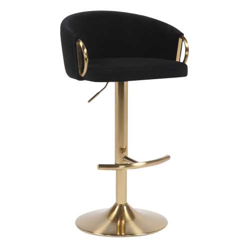 Black velvet bar stool with gold base